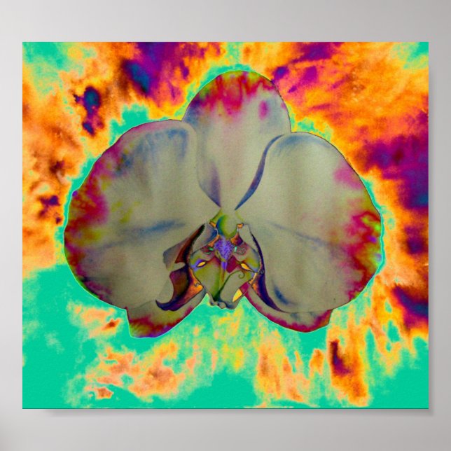 Fun abstract tropical floral surreal orchid poster (Front)