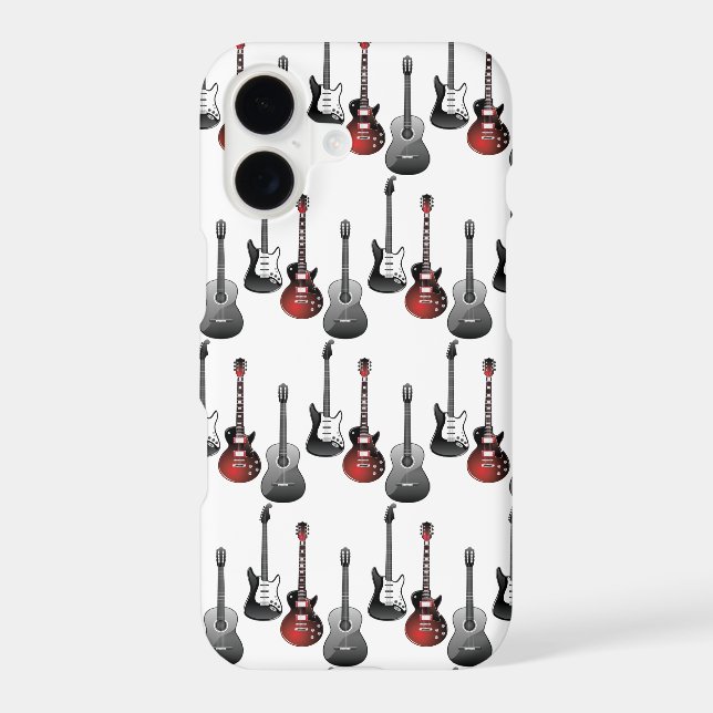 Fun Acoustic Electric Guitars Music Pattern Design iPhone Case (Back)