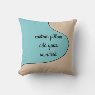 fun add text abstract modern turquoise and tan cushion