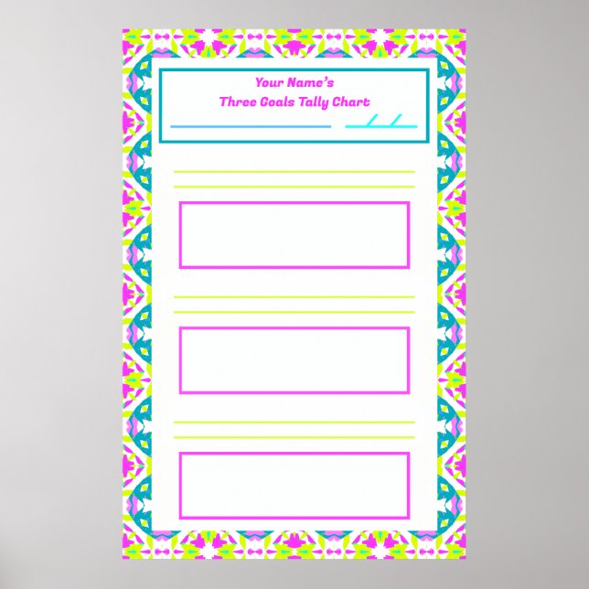 Fun ADHD Girl’s Goal Habit Tracker Chart Download (Front)