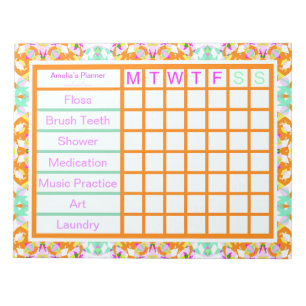 Fun ADHD Girl’s Women’s Weekly Reminder Planner Notepad