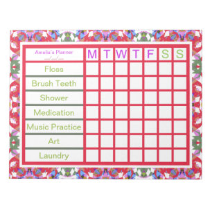Fun ADHD Girl’s Women’s Weekly Reminder Planner Notepad
