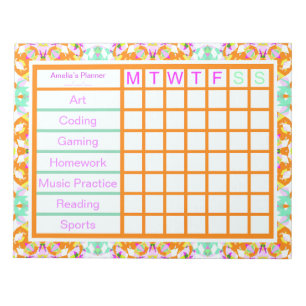 Fun After School Activities Hobbies Weekly Planner Notepad