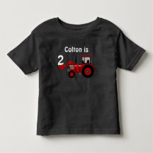 Fun "Age" and "Name" Red Tractor Birthday