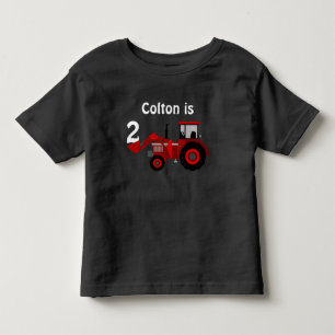 Fun "Age" and "Name" Red Tractor Birthday Toddler T-Shirt