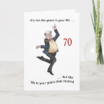 Fun Age-specific 70th Birthday Card for a Man<br><div class="desc">A light-hearted 70th Birthday Card for you to personalise. This hand-painted watercolour illustration of an older man dancing is by Judy Adamson and the front cover text is an encouraging quotation from Abraham Lincoln. You can add your own message to the inside of the card.</div>