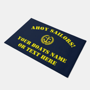 Fun ahoy sailors nautical boats doormat