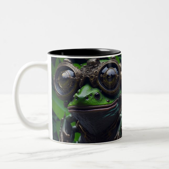 Fun AI Fantasy Frog with Glasses Creature Mug (Left)