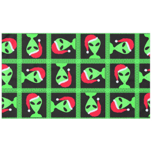 Fun Alien Santa Geek Humour Green And Black Fun Tablecloth