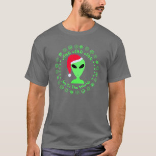 Fun Alien Santa Geek Humour Green Snowflakes Fun T-Shirt