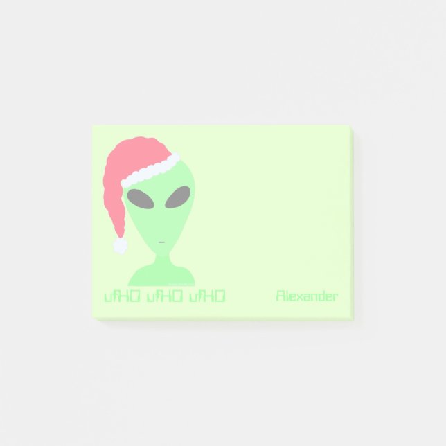 Fun Alien Santa Geek Humour ufHO Personalised Post-it Notes (Front)