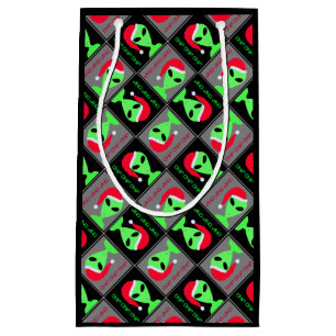 Fun Alien Santa Geek Small Christmas Pattern Small Gift Bag