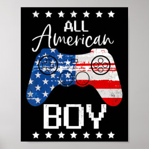 Fun All American Boys 4th July Son Video Game USA Poster