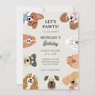 Fun all kinds of dogs head birthday  invitation