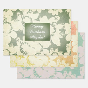 Fun All Occasion Floral Wrapping Custom Template Wrapping Paper Sheet