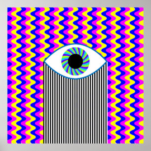 Fun all seeing eye digital art with multicolored w poster