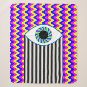 Fun all seeing eye digital art with multicolored w sherpa blanket