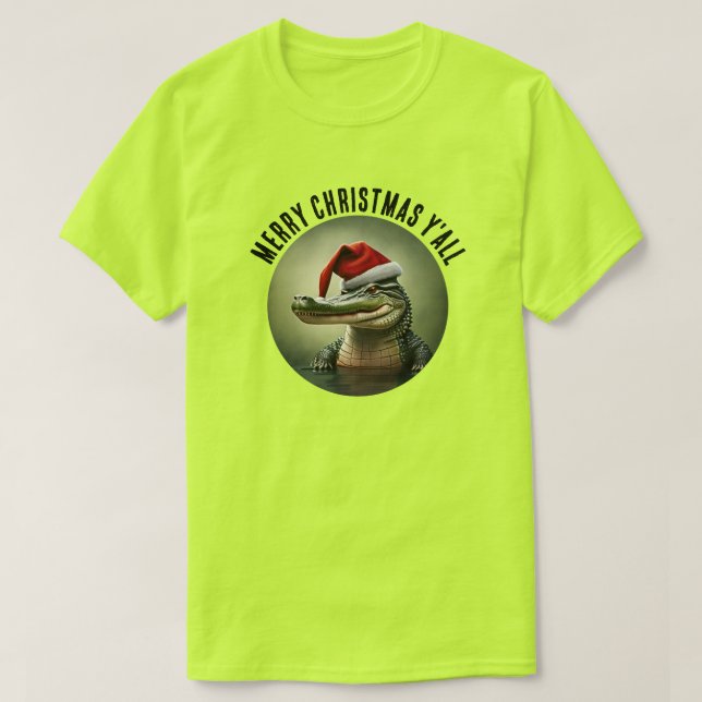 Fun Alligator in Santa Hat   T-Shirt (Design Front)