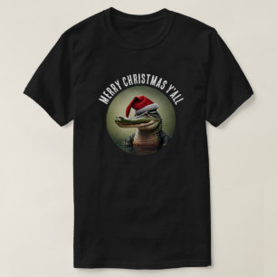 Fun Alligator in Santa Hat T-Shirt