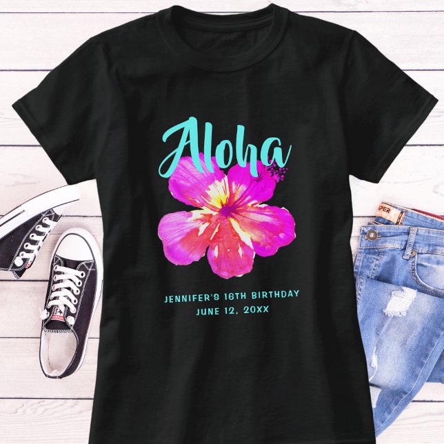 Fun Aloha Tropical Birthday Luau Party T-Shirt (Creator Uploaded)