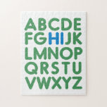 Fun Alphabet Typography Simple Green Blue  Jigsaw Puzzle<br><div class="desc">Fun Alphabet Typography Simple Green Blue Puzzle</div>