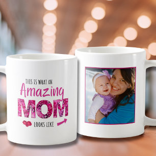 Fun Amazing Mum – Pink Photo Gift for New Moms Coffee Mug