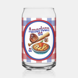 Fun American as Baseball & Apple Pie  Can Glass