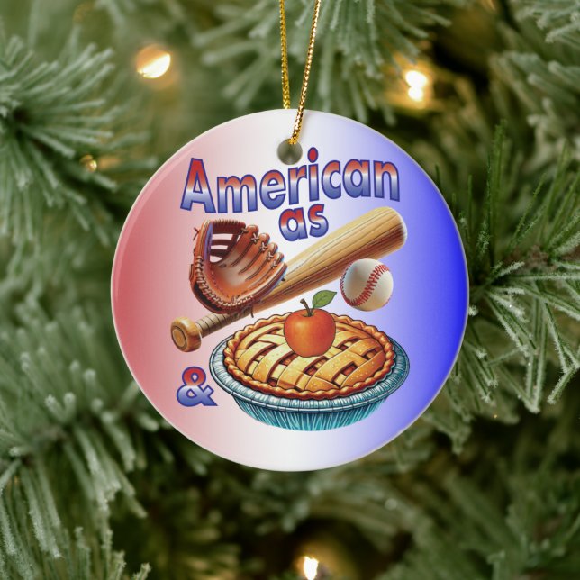 Fun American as Baseball & Apple Pie  Ceramic Tree Decoration (Tree)