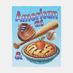 Fun American as Baseball & Apple Pie Fleece Blanket
