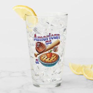 Fun American as Baseball & Apple Pie Glass