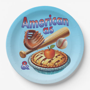 Fun American as Baseball & Apple Pie Paper Plate