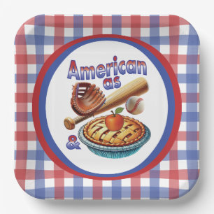 Fun American as Baseball & Apple Pie Paper Plate