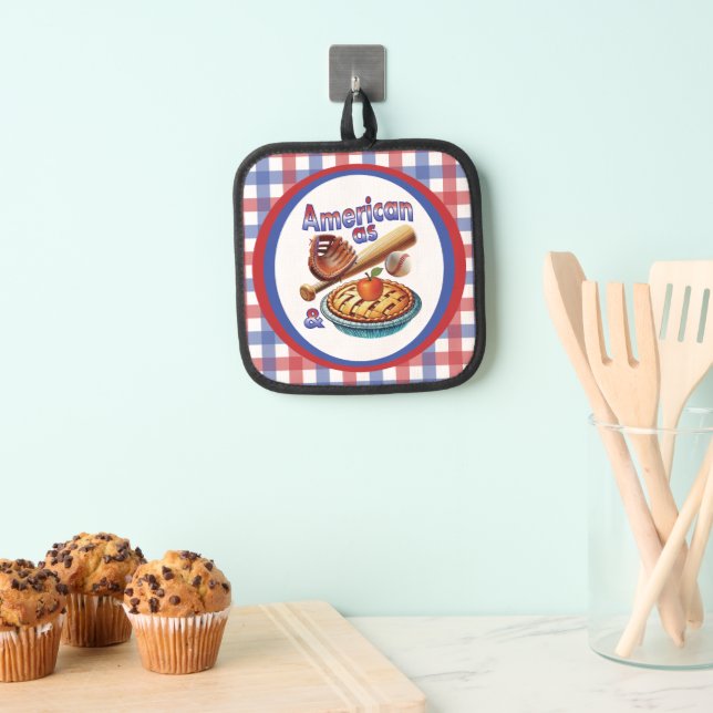 Fun American as Baseball & Apple Pie  Pot Holder (Insitu(Hanging))
