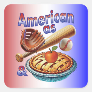 Fun American as Baseball & Apple Pie Square Sticker