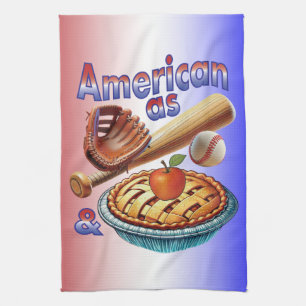 Fun American as Baseball & Apple Pie Tea Towel