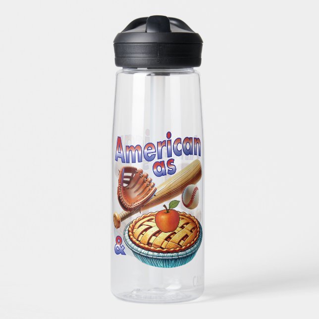 Fun American as Baseball & Apple Pie  Water Bottle (Front)