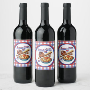 Fun American as Baseball & Apple Pie  Wine Label