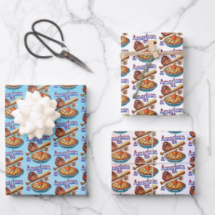 Fun American as Baseball & Apple Pie  Wrapping Paper Sheet