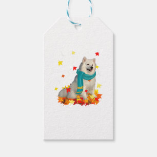 Fun American Eskimo Thanksgiving Autumn Dog Lover Gift Tags