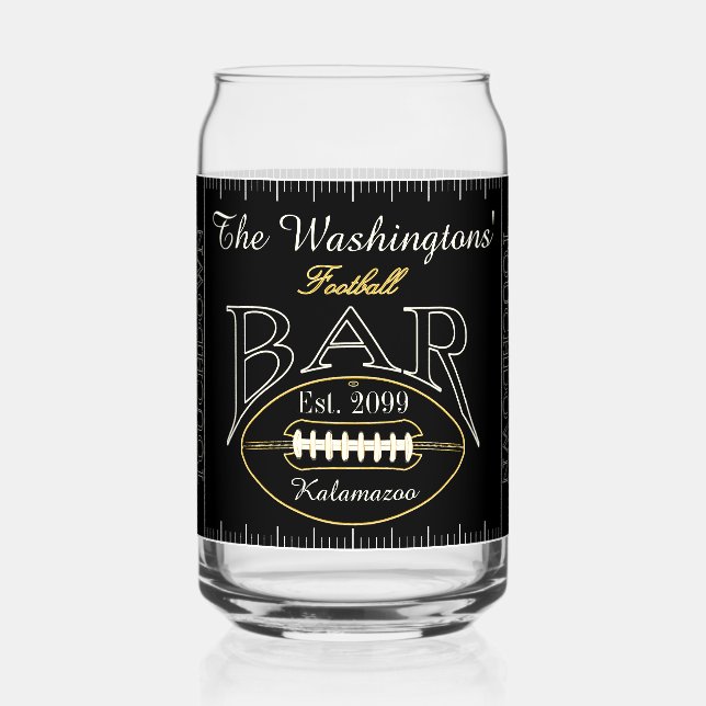 Fun American Football Bar Drinkware Beer Can Glass (Front)
