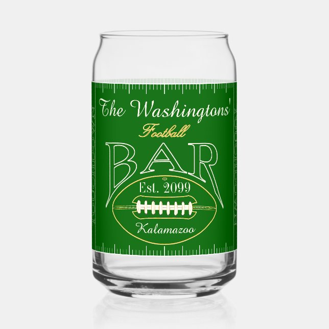 Fun American Football Bar Drinkware Beer Can Glass (Front)