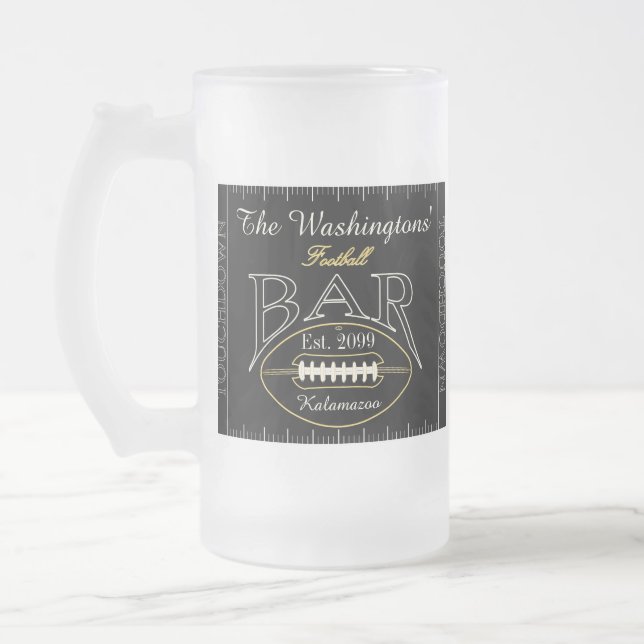 Fun American Football Bar Drinkware Beer  Frosted Glass Beer Mug (Left)