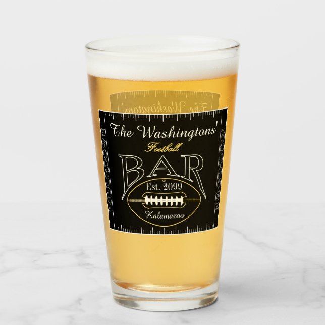 Fun American Football Bar Drinkware Beer Pint Beer Glass (Front Filled)