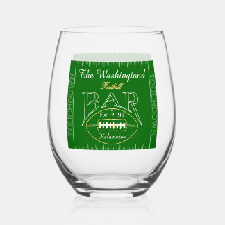 Fun American Football Bar Drinkware Cocktail Stemless Wine Glass