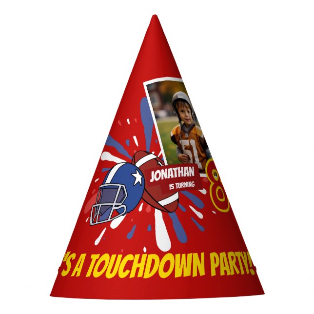 Fun American Football Kids Birthday Party Hat (Front)
