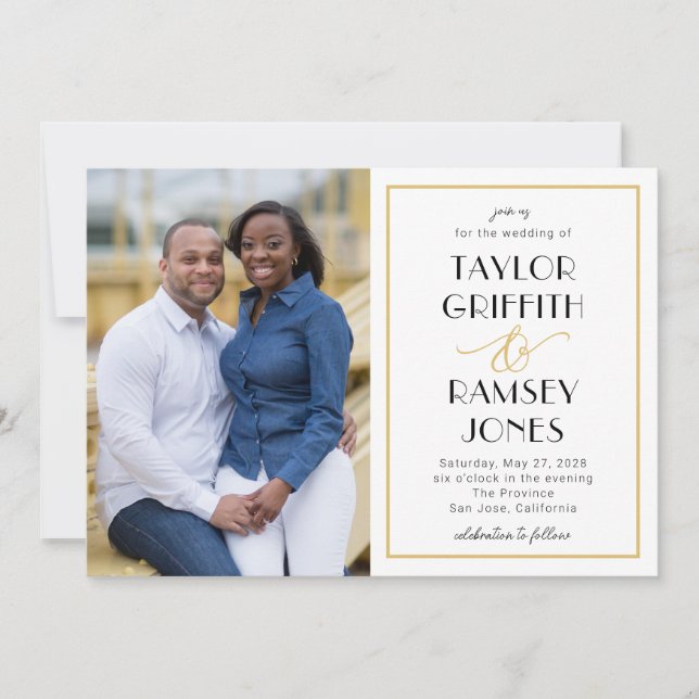 Fun Ampersand Editable Colour Photo Wedding Invitation (Front)