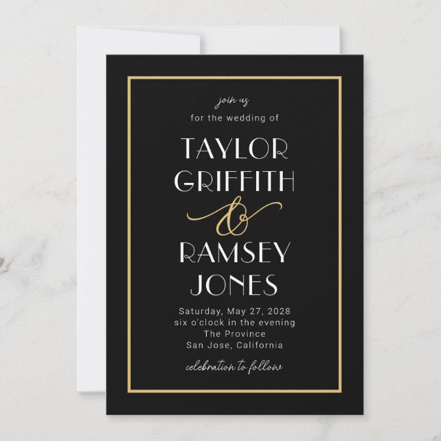 Fun Ampersand Editable Colour Wedding Invitation (Front)