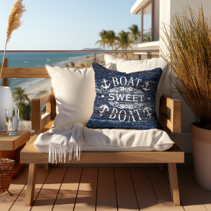Fun Anchors And Classic Boat Sweet Boat Quote Cushion