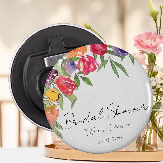 Fun and Bright Tulips and Greenery Bridal Shower Bottle Opener (Creator Uploaded)