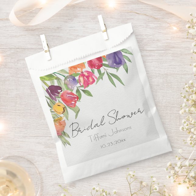 Fun and Bright Tulips and Greenery Bridal Shower Favour Bags (Clipped)